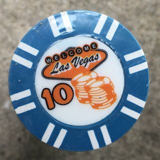 50 Classic Las Vegas Sign Poker Chips $10 Blue -