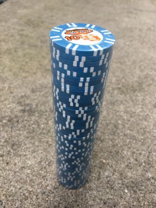 50 Classic Las Vegas Sign Poker Chips $10 Blue - 2