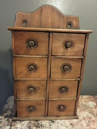 Antique Aafa Primitive 8 - Drawer Apothecary Spice Cabinet Box Cupboard Old