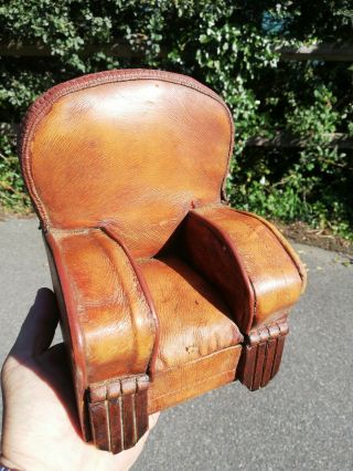 Very Rare Gentlemans Club Antique Leather Miniature Trademans Sample Armchair