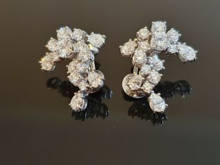 Rare Georg Jensen & Wendel 18k White Gold Diamonds Earrings Clips
