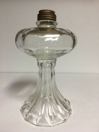 Vintage Clear Glass Oil Kerosene Lamp Pedestal Base 12 Sided 9 1/2 " Tall