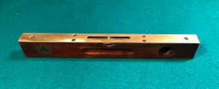 Vintage 10 Inch Wood & Brass Topped Spirit Level By Wm Marples & Sons Sheffield