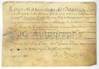 17th Century France - 1674 - Manuscript Vellum Document - 300,  Years Old