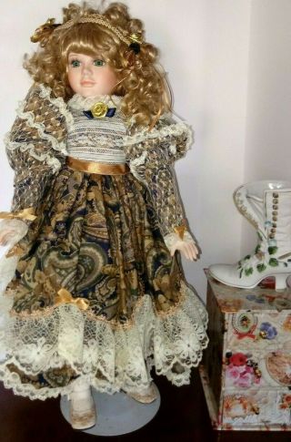 1992 Bradley Victorian Doll 21 " Tall Vintage