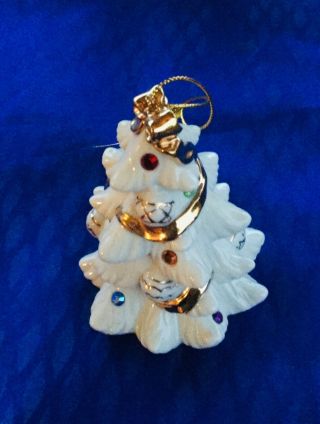 Lenox Fine Ivory China 2001 Jeweled Christmas Tree Ornament Limited Edition Euc