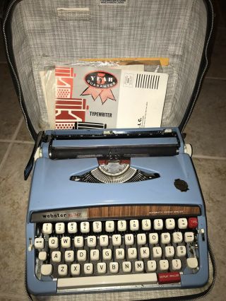 Vintage Brother Webster Typewriter Xl - 747 Portable Blue W/case Near