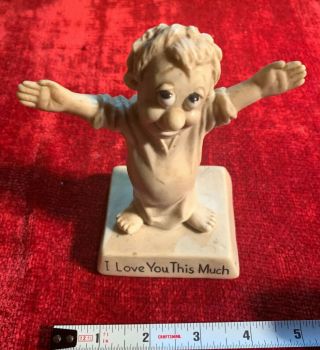 Vintage I Love You This Much Statue 1970 Wallace Russ Berrie Figurine Big Eyes