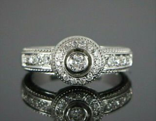 $2,  950 Vintage Estate 18k Gold Round Bezel Set Old Miner Diamond Engagement Ring
