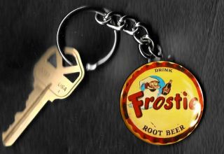 Frostie Root Beer Bottle Cap Image Keychain Key Chain