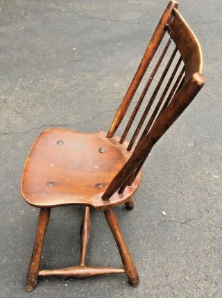 Antique B & S Co Hickory Spindle back Shaker style chair unusual splash back 3