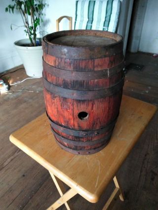 Vintage Small Oak Wood Scotch Distillery Keg Whiskey Bourbon Barrel Bar Mancave