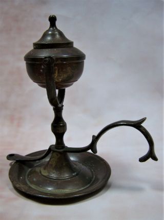 Antique Brass Gimbaled Dual Use Convertible Wall Table Nautical Whale Oil Lamp