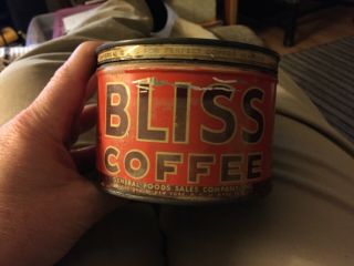 Vintage Bliss Coffee Tin Can Advertising One Pound Coffee Tin On 2