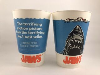 Set Of 2 Vintage 1975 Jaws 7 - 11 Icee Slurpee 16 Ounce Plastic Cup Collectible