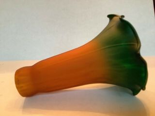 Vintage Tiffany Style Brown Green Glass Tulip Lily Replacement Lamp Shade 6”