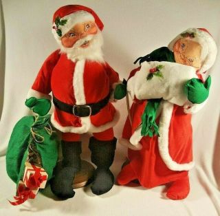 Vintage 1980s Annalee Large Mr And Mrs Santa Claus 30” And 28” Tall