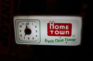 Vintage 1950s Home Town Milk Ice Cream Dairy Farm Gas Oil 25 " Lighted Clock Sign