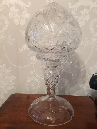 14.  5” Heavy Cut Glass Crystal Mushroom Table Lamp
