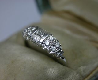 Antique Art Deco 14k Gold Diamond Wedding Band Stacking Ring