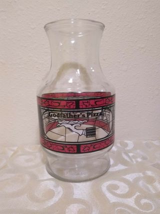 Godfathers Pizza Coca Cola Vintage Glass Carafe - 48 Oz - Stained Glass Design