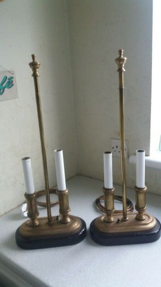 Pair Vintage Brass Double Tall Table Lamps - 23 Inches Tall - Order