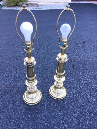 Vintage Stiffel Brass Lamps Pair - 7,  Pounds Each -