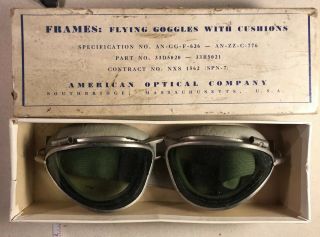 Vintage Wwii An6530 Aviator Goggles W/original Box