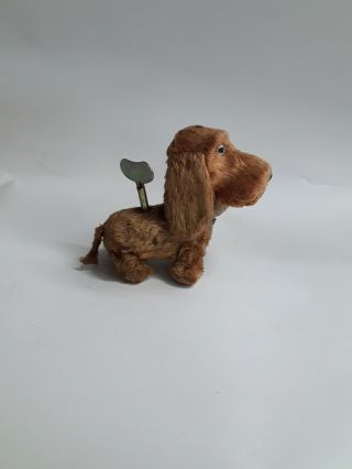 Vintage Mechanical Toy Dog,  Wind Up,  Modern Toys Japan,  Glass Eyes,  Flop Ears