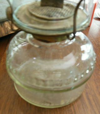 Vintage Pressed Clear Glass Oil Lamp Complete With Burner & Chimney