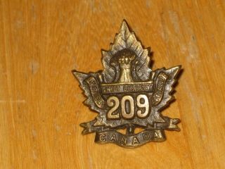 Ww1 Cef Canadian Collar Badge 209th Canadian Infantry Swift Current