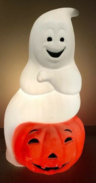 Vintage 36 " Empire Happy Ghost Pumpkin Halloween Blowmold Plastic Outdoor