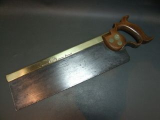 Vintage 14 " Brass Backed Tenon Saw Old Tool By Thos Turner & Co