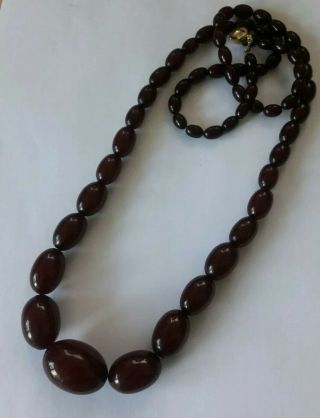 Vintage Art Deco Cherry Amber Faturan Bakelite Necklace Approx 71 Grams