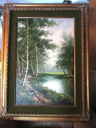 Large Vintage Oil On Canvas Landscape/painted & Signed By A.  Gene