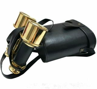 Nautical Brass Collectible Marine Binocular With Black Leather Box