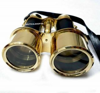 Nautical Brass Collectible Marine Binocular With Black Leather Box 3