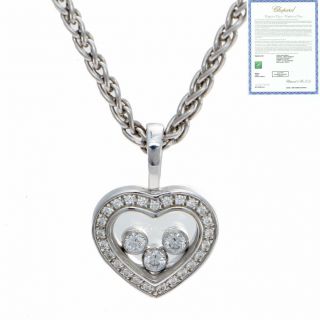 Chopard Happy Diamonds Icons Heart Pendant Necklace 18k White Gold Papers $2890