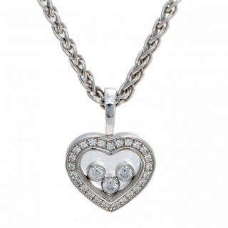 Chopard Happy Diamonds Icons Heart Pendant Necklace 18k White Gold Papers $2890 2