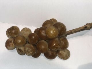 Early Vintage Antique Italian Alabaster Stone Fruit Marble Mustard Brown Grapes