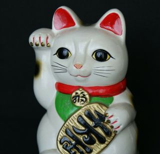 5.  5 " Japanese Ceramic Maneki Neko Right Hand Up Lucky Cat Pottery Figurine