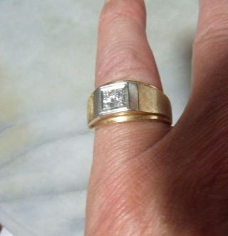 Art Deco Vintage 14k Gold Heavy Diamond.  42 cts Man ' s Size 9 & 8.  5 Ring 2