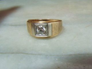 Art Deco Vintage 14k Gold Heavy Diamond.  42 cts Man ' s Size 9 & 8.  5 Ring 3