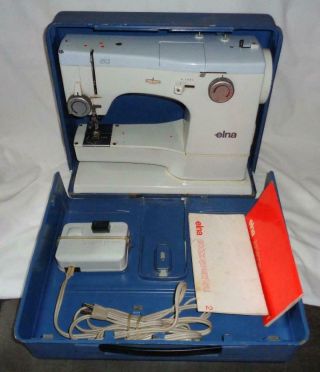 Vintage Elna Su 62c Sewing Maching,  Metal Case,  Foot Pedal,  2 Booklets