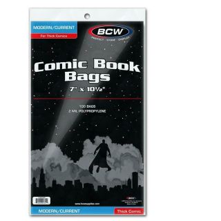 300 Bcw Current Resealable Modern Age Comic Book Poly Bags And Boards