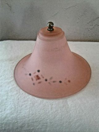 Vtg Pink Glass Lampshade For Electric Lamp - Depression Glass?