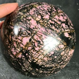 11.  2lb Gem Rhodonite Sphere Rare Red Gemstone Crystal Ball Brazil - 4814