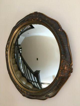 Vintage Circular Convex Mirror - Mid 20th Century.  Ornamental Frame.
