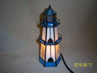 Stain Glass,  Electric Light Up,  Table Top,  Light House