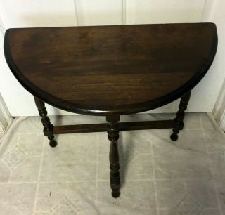 Antique Vintage Carved Wood Half Moon Table (Console,  Hall,  Accent) - 2